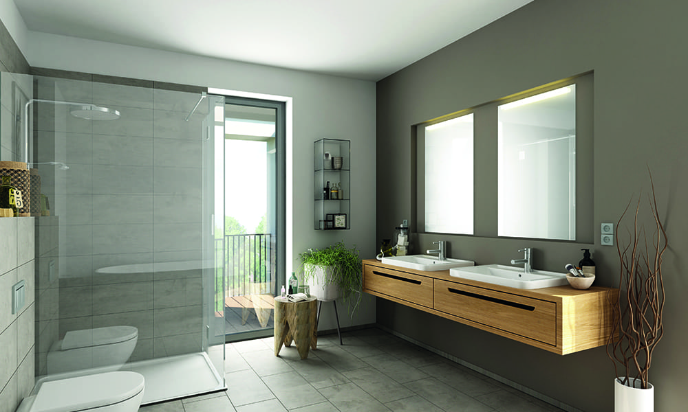 Badezimmer mit doppeltem Waschbecken